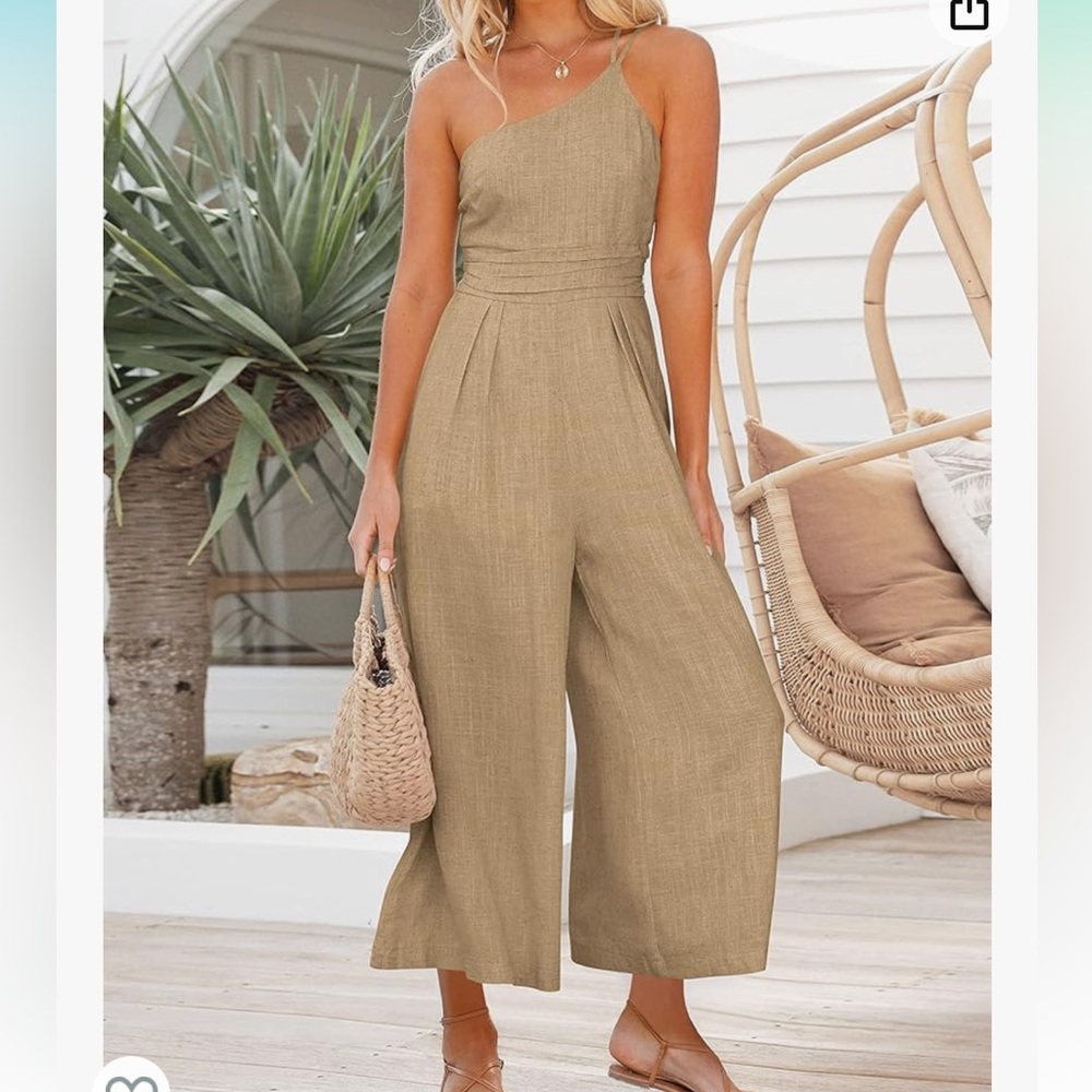 NWT Anrbess One Shoulder High Waist Casual Wide Leg Jumpsuit Romper Medium